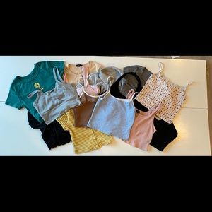 Women Juniors Teen Shirts lot 14 Pc Size XS/S crop tops Long Sleeve Tank Blouse